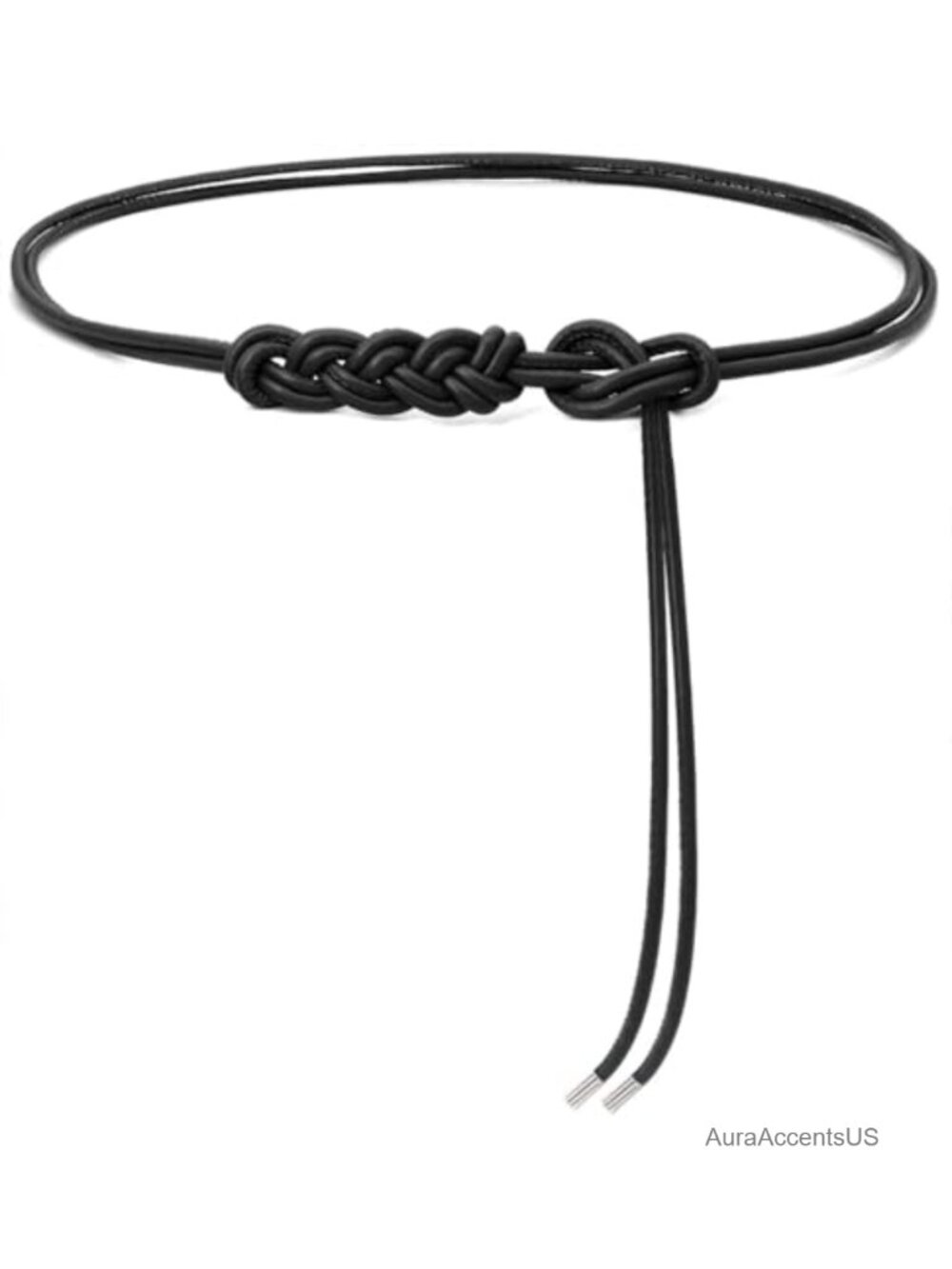 Women Knot Thin Belt Skinny PU Leather Boho Waist Belt for Dresses